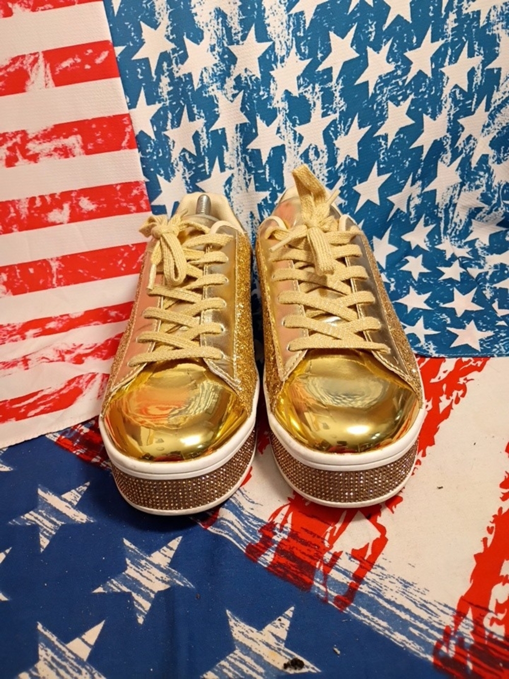 Uubaris Glitter Women's Shoes Dressey Sparkly Bling Tennis Shoes Size 10